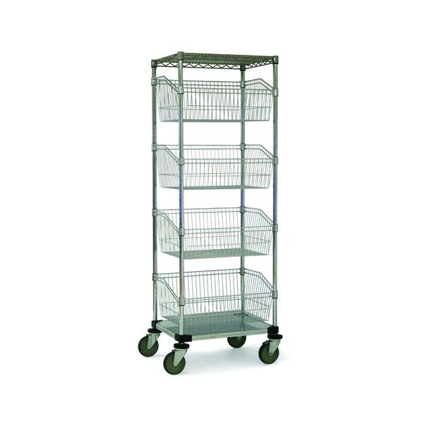 Basket Unit, w/Solid Base, 4 Bskt, 18x36x69